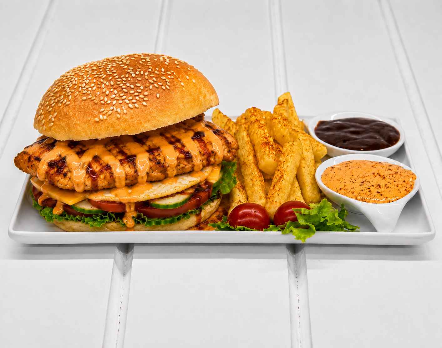 TV 3 Burger (Chicken, Egg & Cheese)