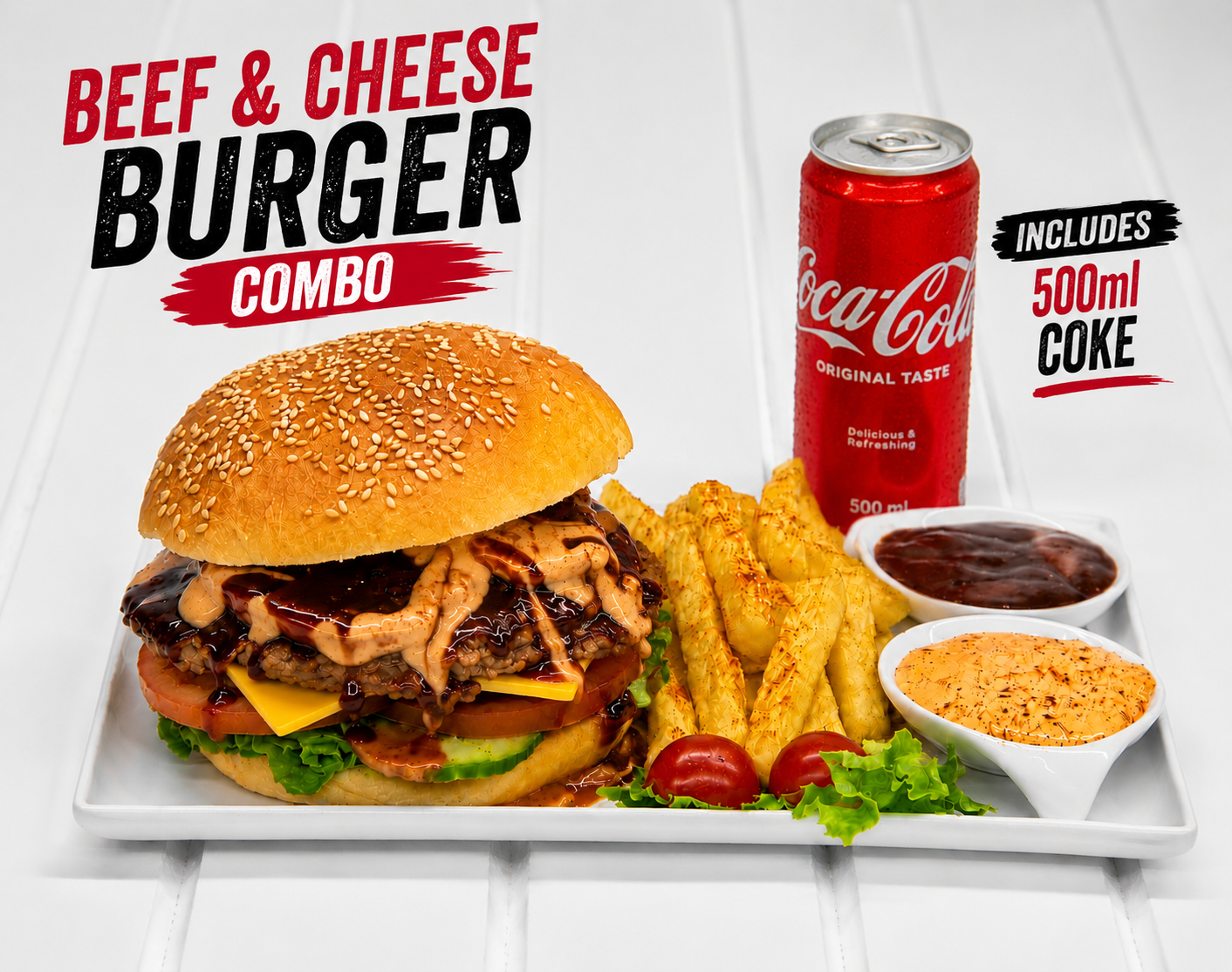 Beef & Cheese Burger + 500ml Coke Combo